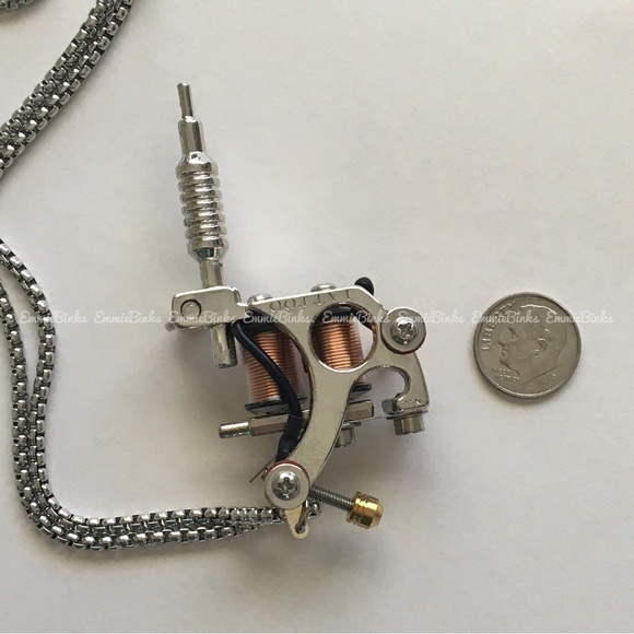 New Stainless Steel Dimensional Tattoo Gun Pendant Necklace | Tattoo Artist Gift - Picture 8 of 15